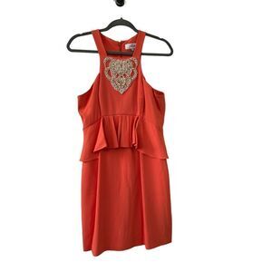 Tibi Beaded Embellished Sleeveless Peplum Dress Orange Women's Size 10